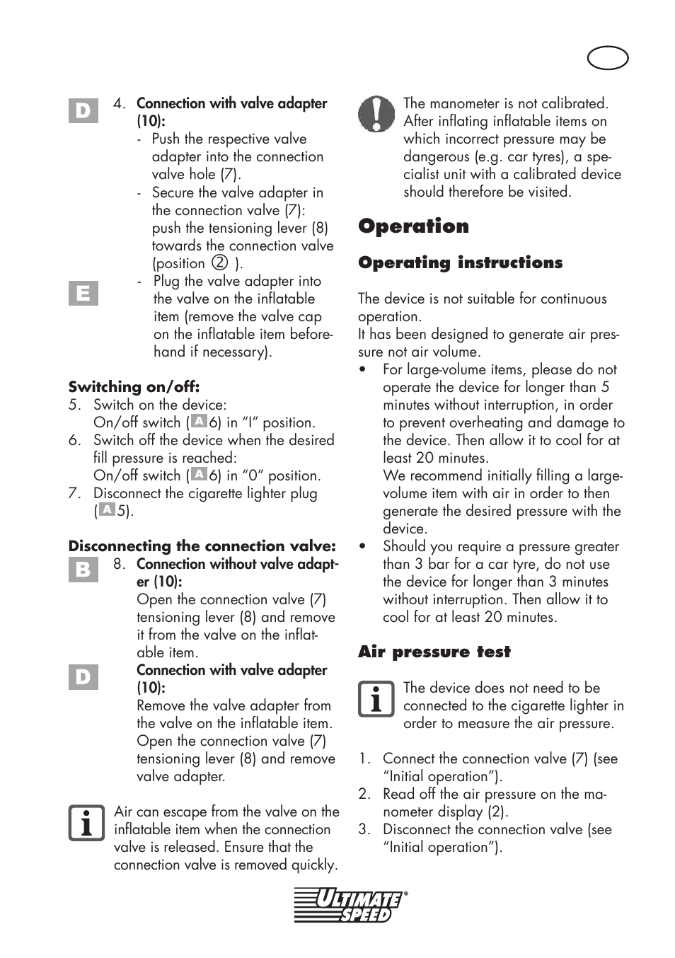 Operation | Ultimate Speed UMK 10 A1 User Manual | Page 43 / 50