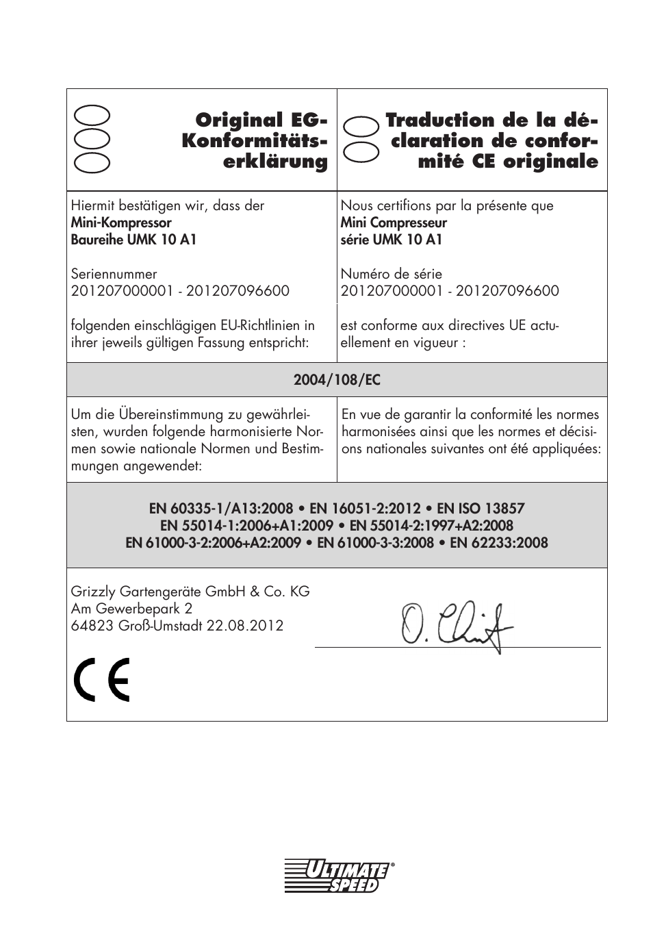 Ultimate Speed UMK 10 A1 User Manual | Page 47 / 50