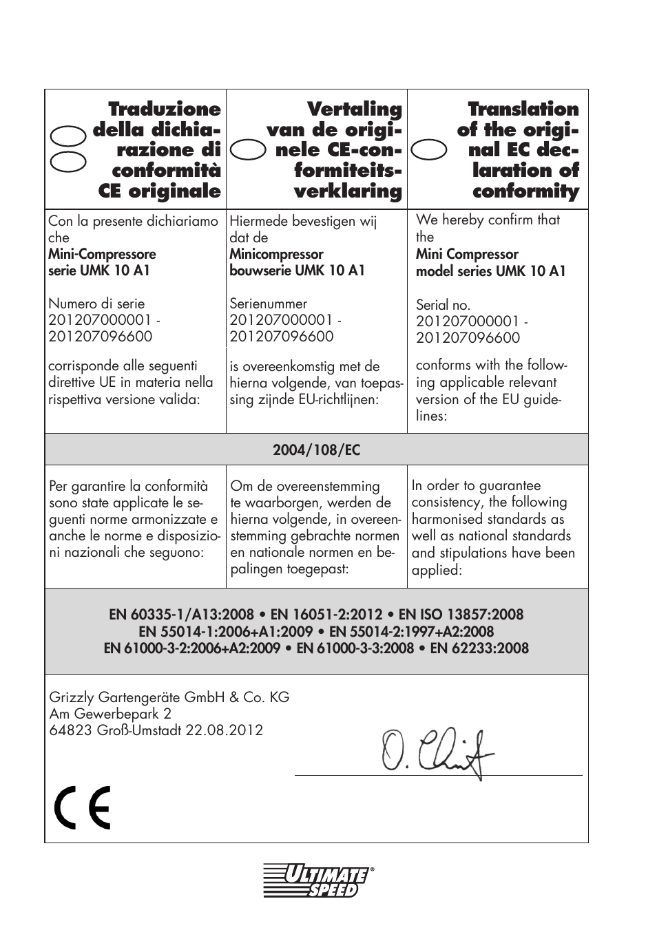 Ultimate Speed UMK 10 A1 User Manual | Page 48 / 50