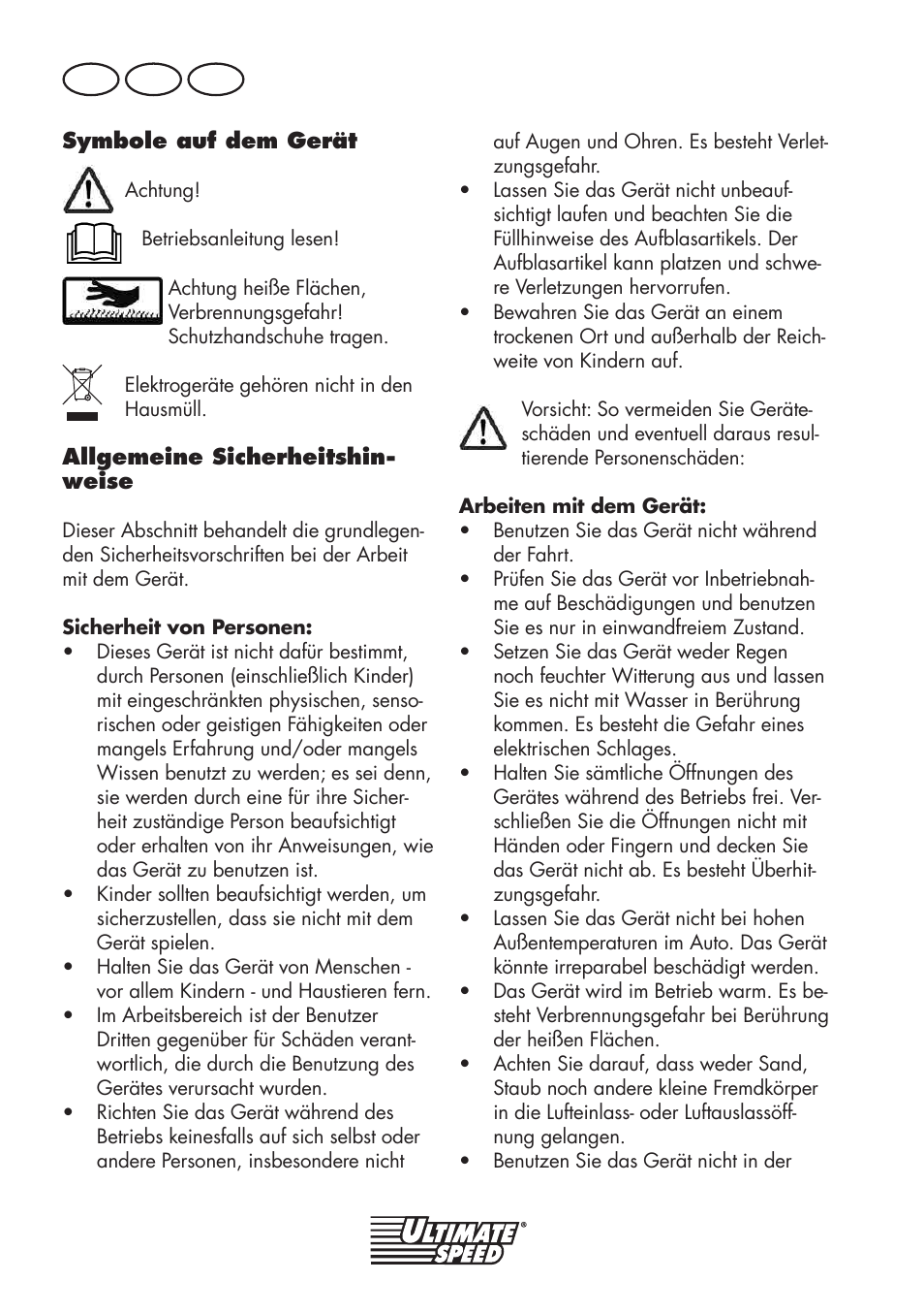 De at ch | Ultimate Speed UMK 10 A1 User Manual | Page 6 / 50