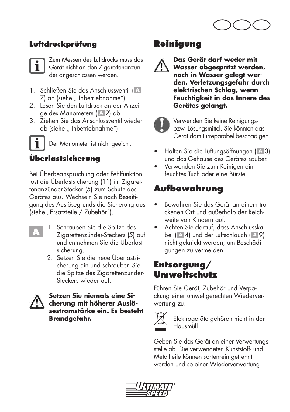 Reinigung, Aufbewahrung, Entsorgung/ umweltschutz | De at ch | Ultimate Speed UMK 10 A1 User Manual | Page 9 / 50