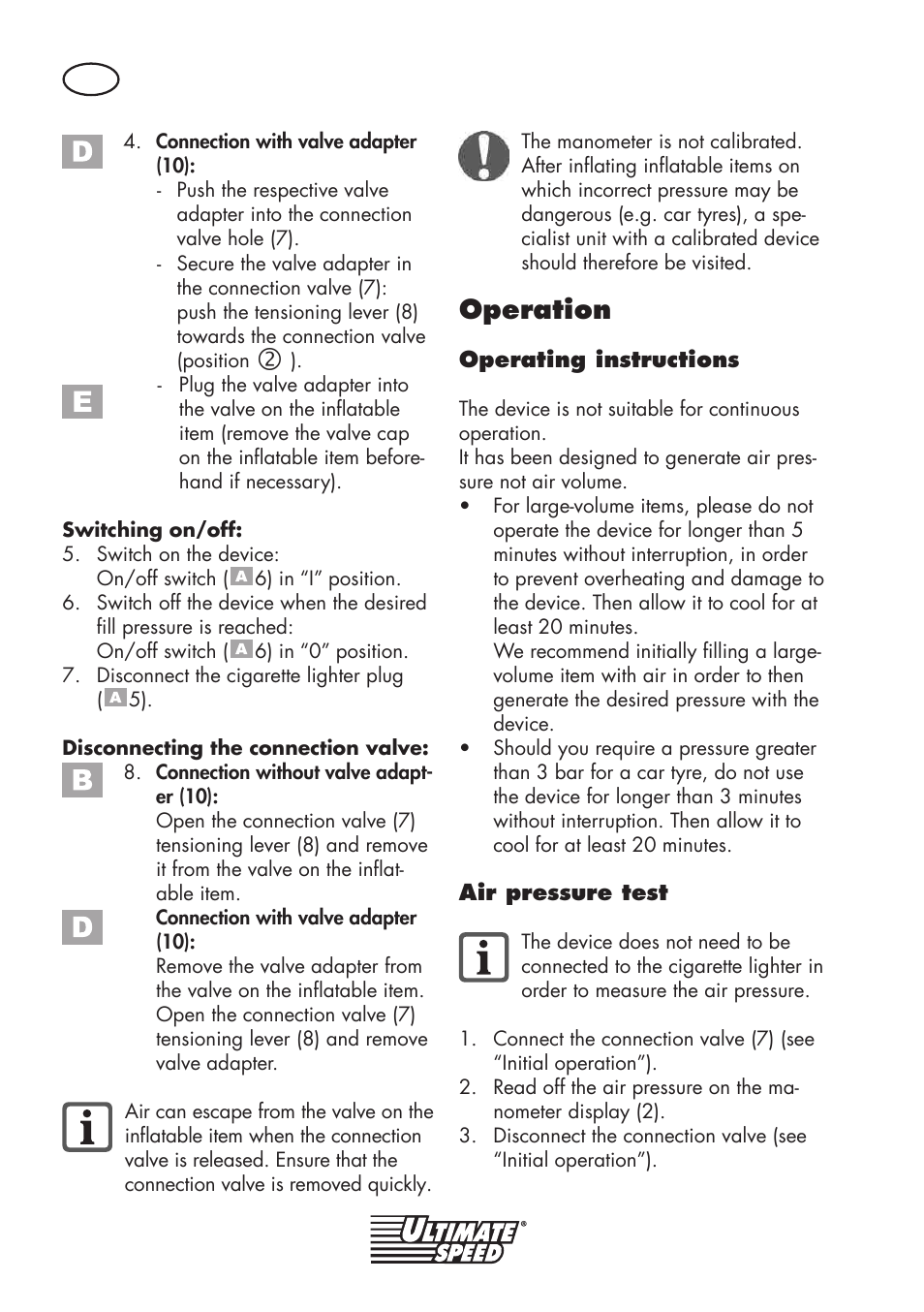 Operation | Ultimate Speed UMK 10 A1 User Manual | Page 24 / 38