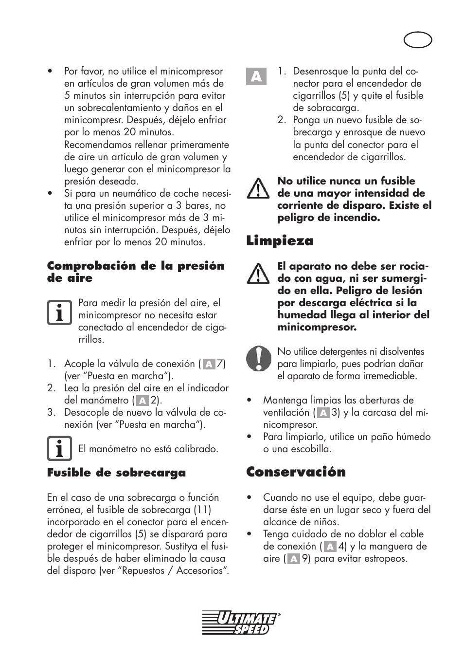 Limpieza, Conservación | Ultimate Speed UMK 10 A1 User Manual | Page 9 / 38