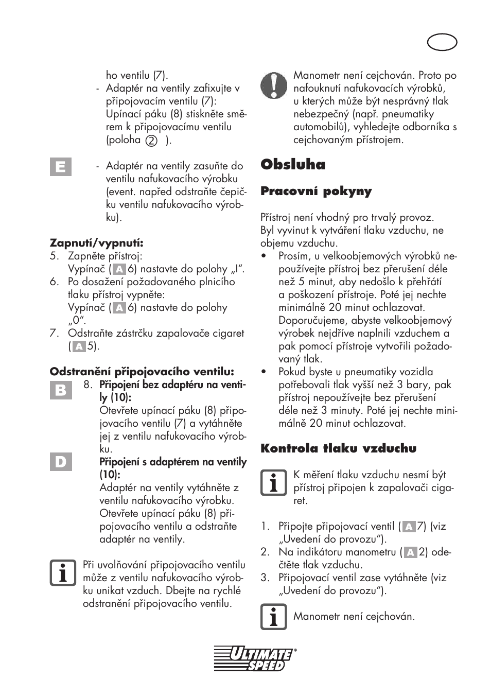Obsluha | Ultimate Speed UMK 10 A1 User Manual | Page 33 / 58