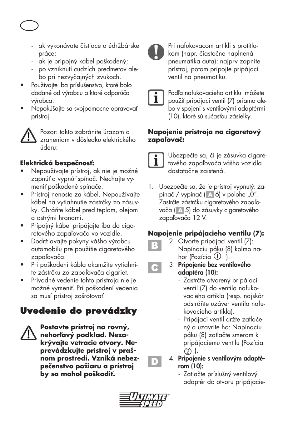 Uvedenie do prevádzky | Ultimate Speed UMK 10 A1 User Manual | Page 40 / 58