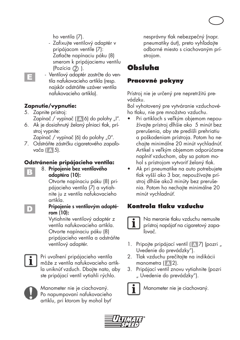 Obsluha | Ultimate Speed UMK 10 A1 User Manual | Page 41 / 58