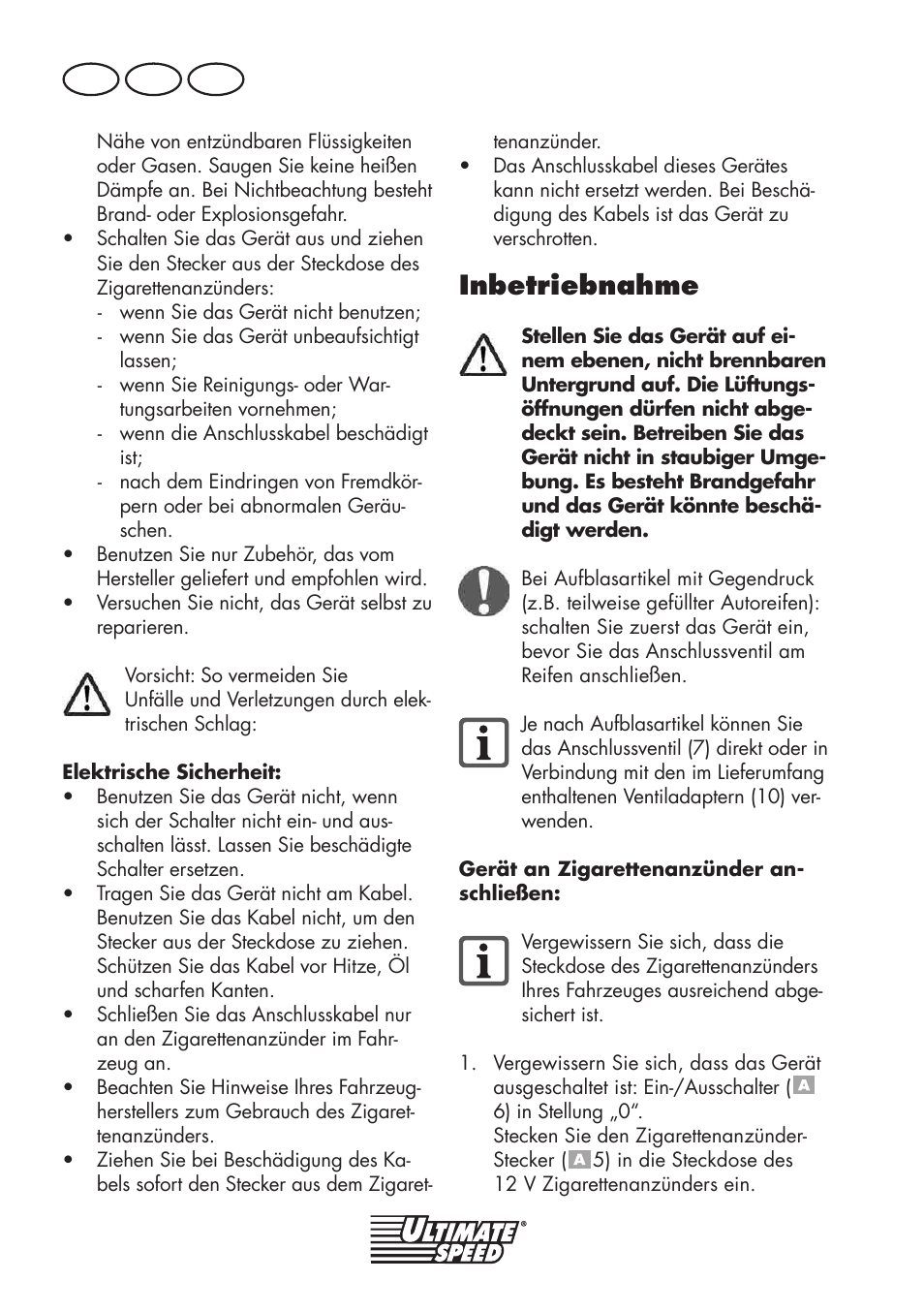 Inbetriebnahme, De at ch | Ultimate Speed UMK 10 A1 User Manual | Page 48 / 58