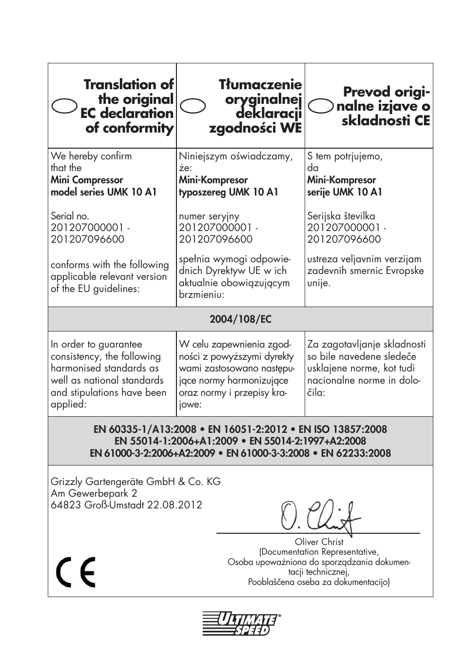 Ultimate Speed UMK 10 A1 User Manual | Page 53 / 58