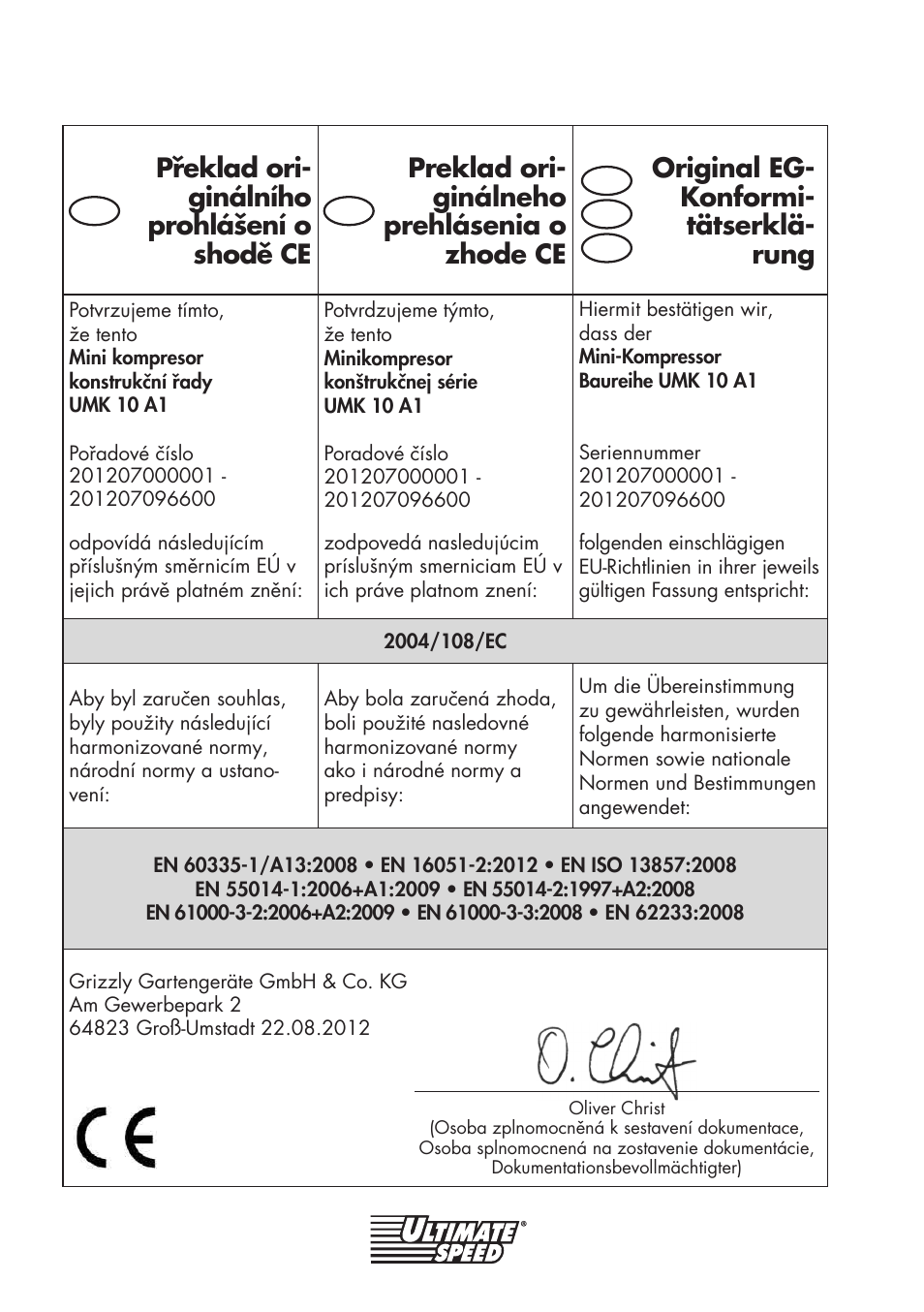 Ultimate Speed UMK 10 A1 User Manual | Page 54 / 58