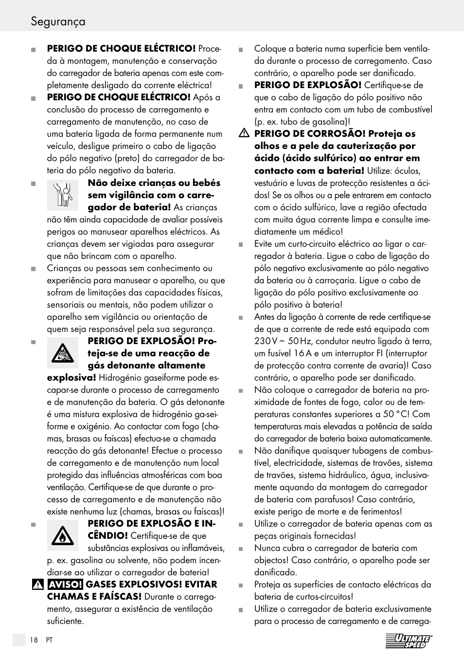 Segurança / utilização segurança | Ultimate Speed ULG 3.8 A1 User Manual | Page 18 / 44
