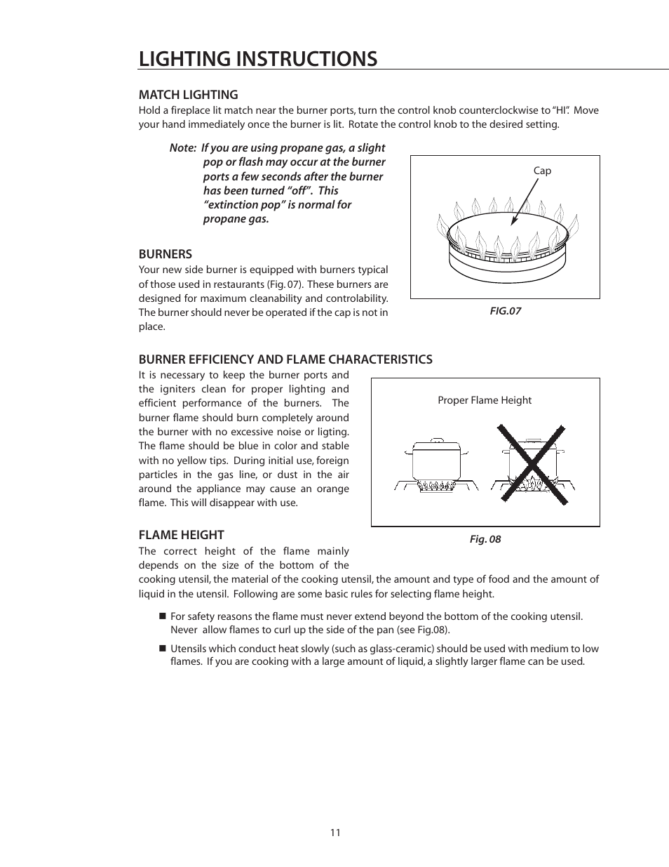 Lighting instructions | DCS BGB132-BI User Manual | Page 12 / 22