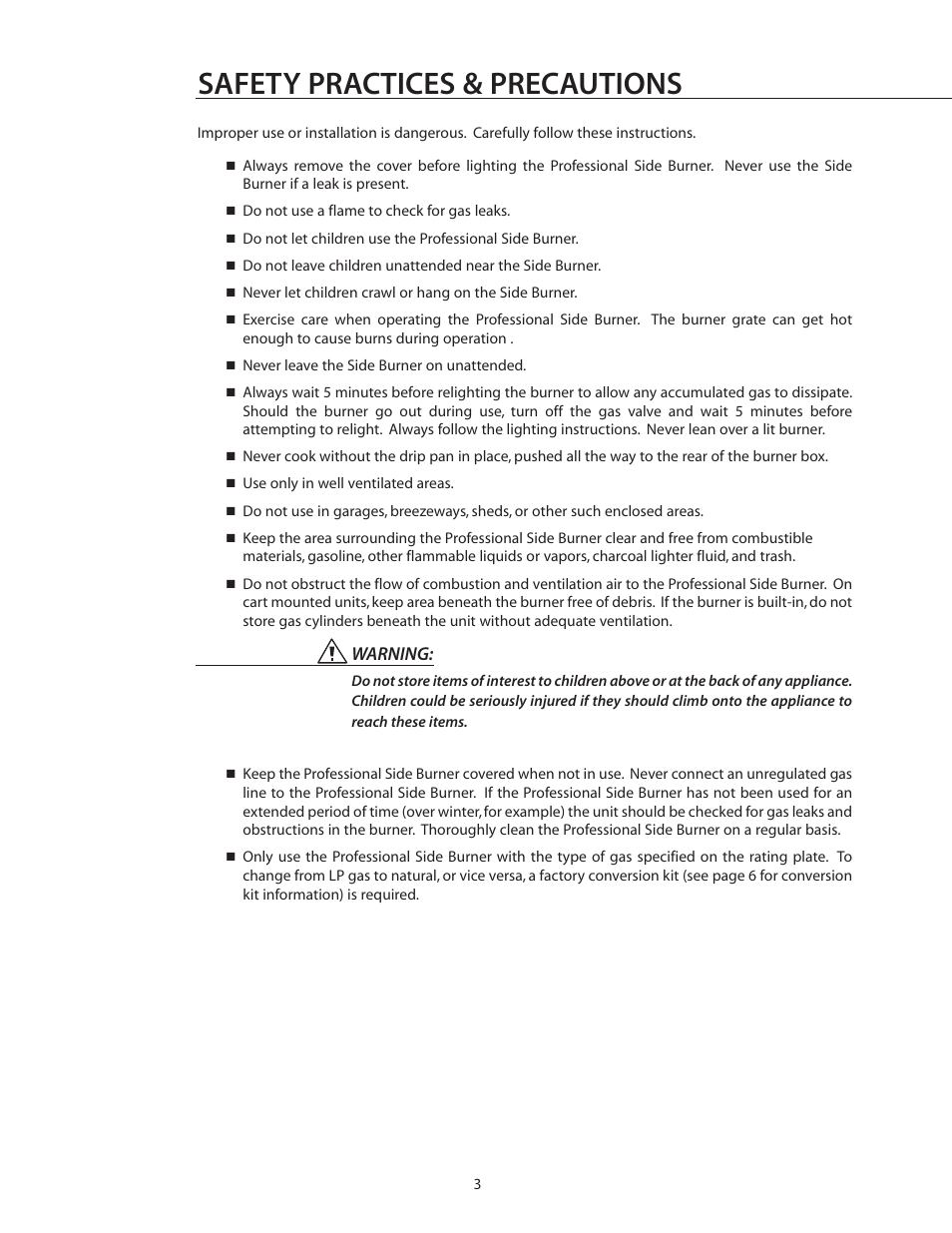 Safety practices & precautions | DCS BGB132-BI User Manual | Page 4 / 22