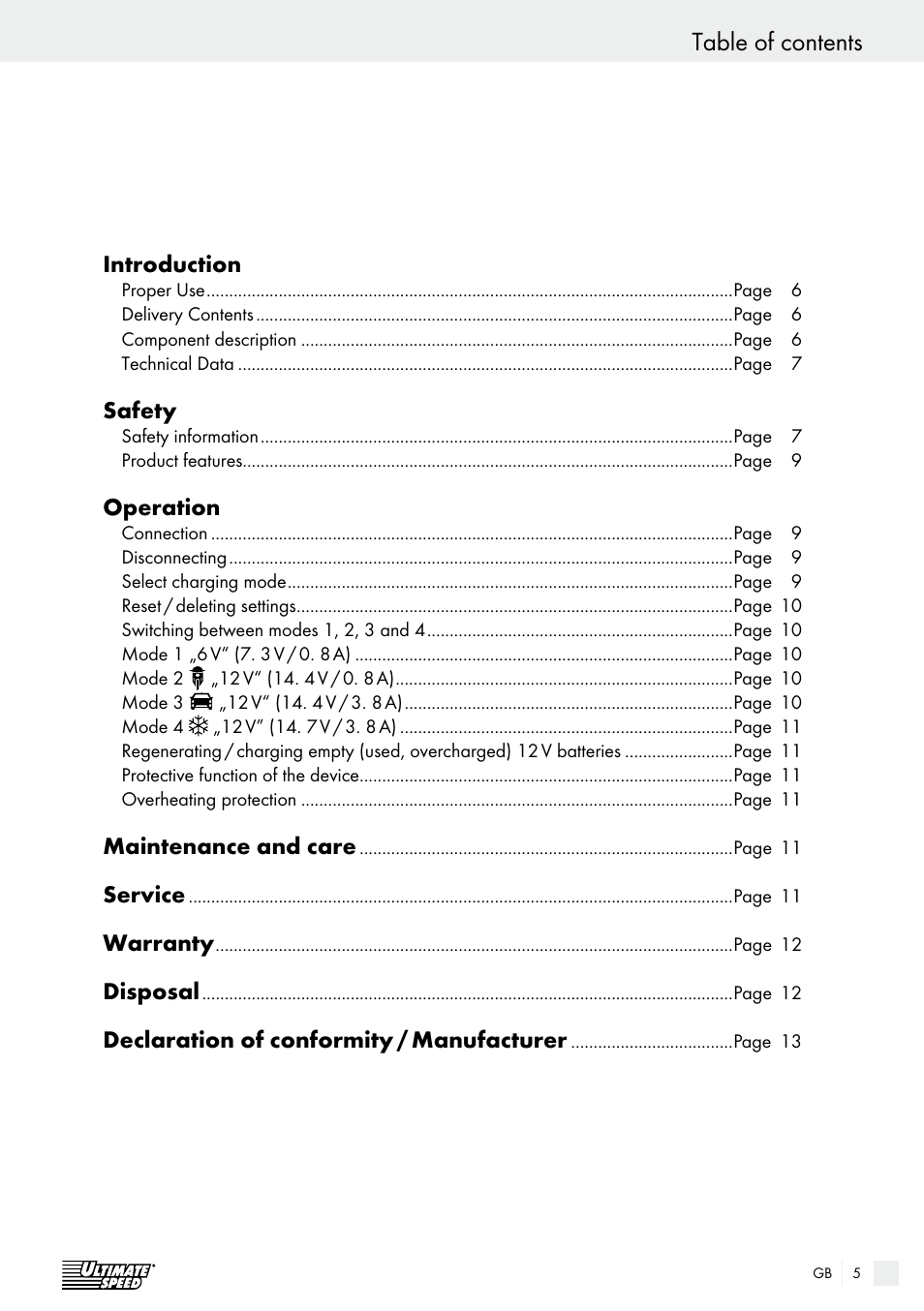 Ultimate Speed ULG 3.8 A1 User Manual | Page 5 / 62