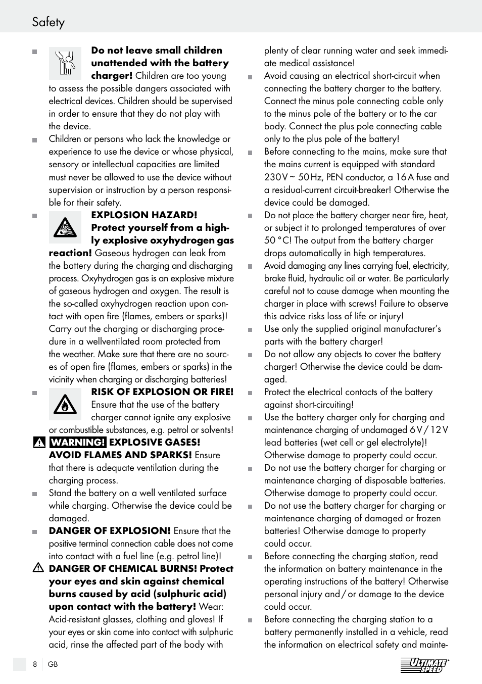 Safety / operation safety | Ultimate Speed ULG 3.8 A1 User Manual | Page 8 / 62