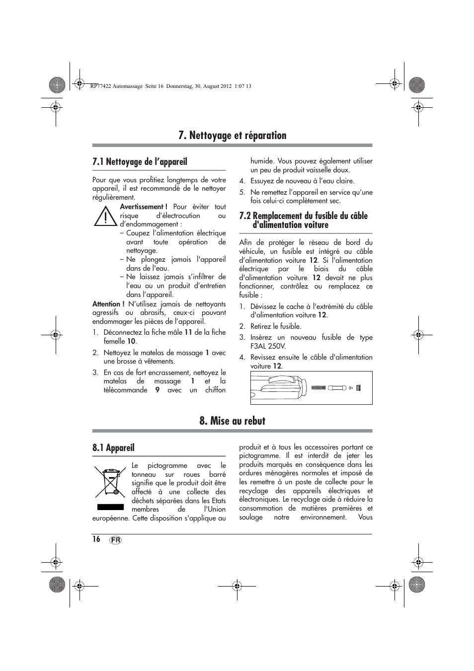 Nettoyage et réparation, Mise au rebut, 1 nettoyage de l’appareil | 1 appareil | Ultimate Speed UAMM 12 A1 User Manual | Page 18 / 46