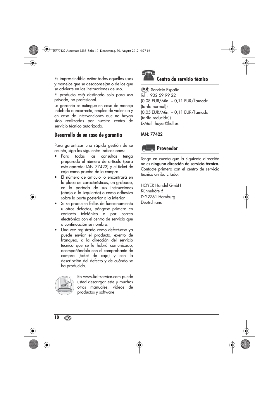 Desarrollo de un caso de garantía, Centro de servicio técnico, Proveedor | Ultimate Speed UAMM 12 A1 User Manual | Page 12 / 46