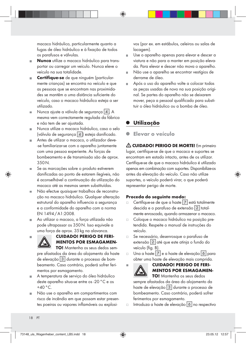 Utilização, Elevar o veículo | Ultimate Speed Z31224 User Manual | Page 18 / 34