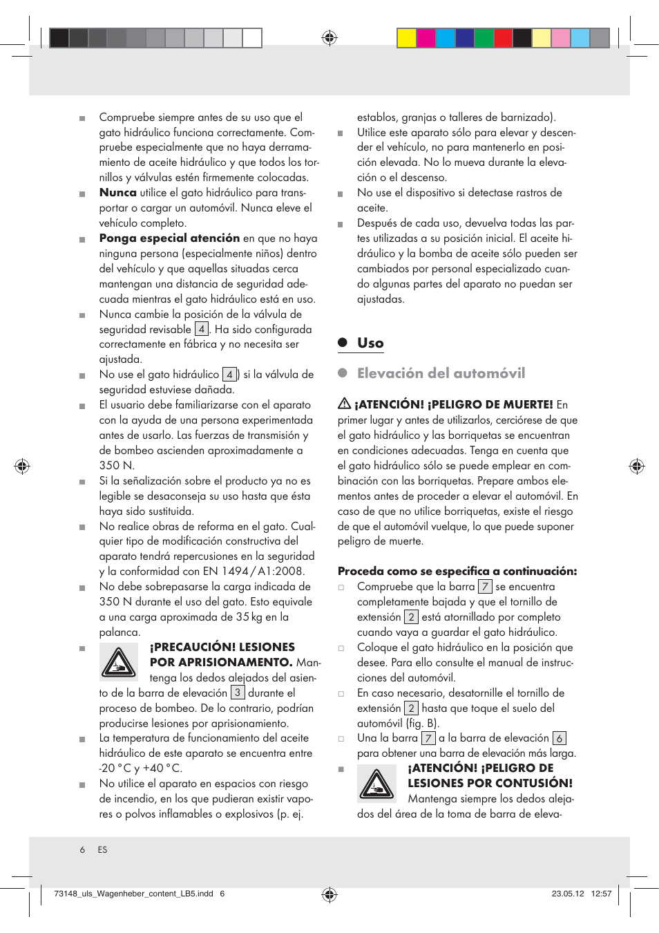Elevación del automóvil | Ultimate Speed Z31224 User Manual | Page 6 / 34