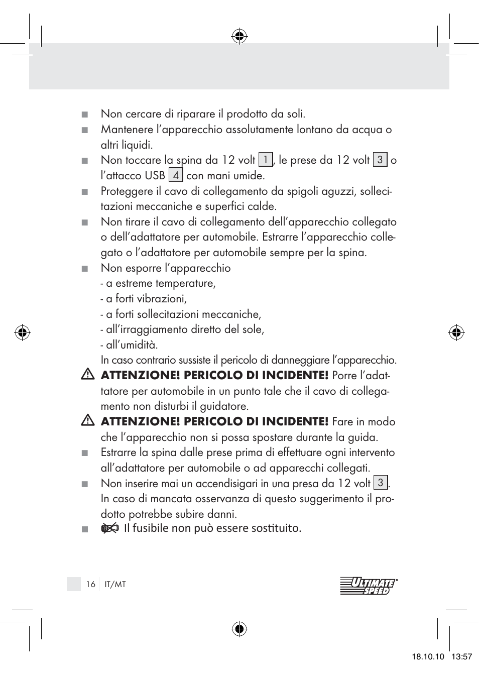 Ultimate Speed 12V CAR ADAPTOR User Manual | Page 14 / 42