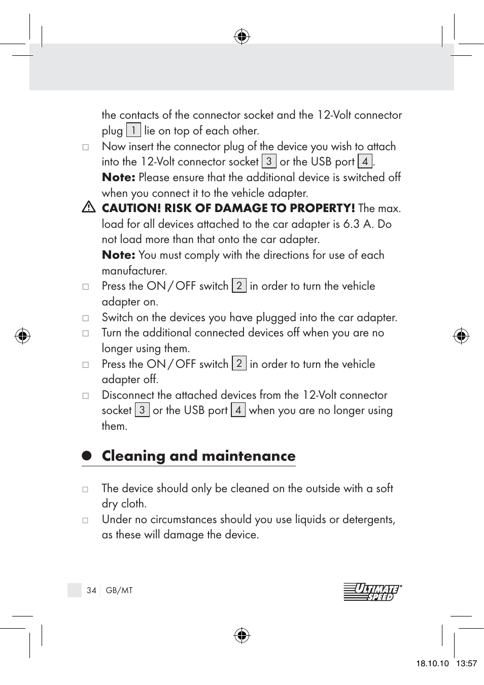 Cleaning and maintenance | Ultimate Speed 12V CAR ADAPTOR User Manual | Page 32 / 42