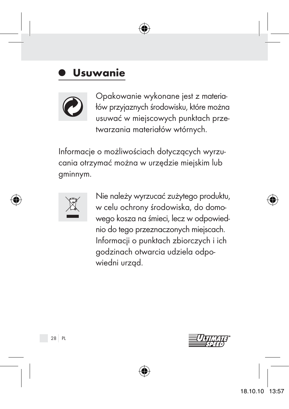 Usuwanie | Ultimate Speed 12V CAR ADAPTOR User Manual | Page 26 / 89