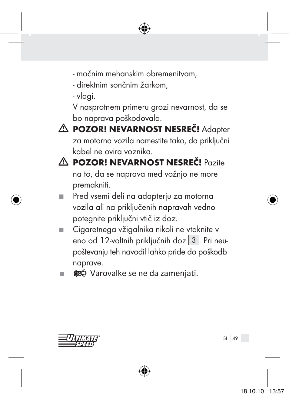 Ultimate Speed 12V CAR ADAPTOR User Manual | Page 47 / 89