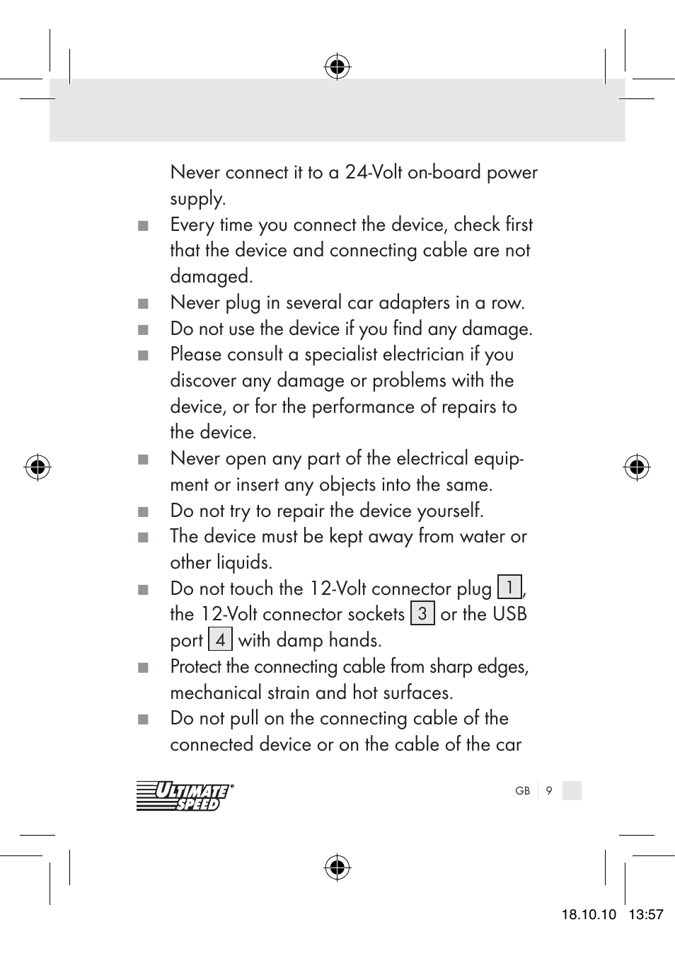 Ultimate Speed 12V CAR ADAPTOR User Manual | Page 7 / 89