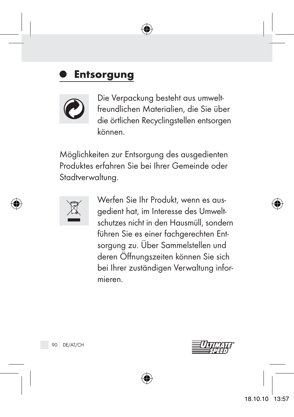 Entsorgung | Ultimate Speed 12V CAR ADAPTOR User Manual | Page 88 / 89