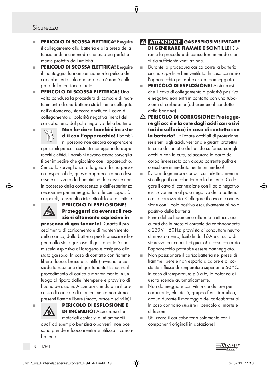 Sicurezza | Ultimate Speed ULG 3.8 A1 User Manual | Page 19 / 55