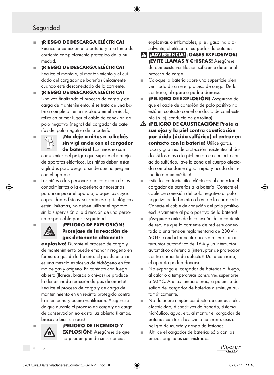 Seguridad | Ultimate Speed ULG 3.8 A1 User Manual | Page 9 / 55