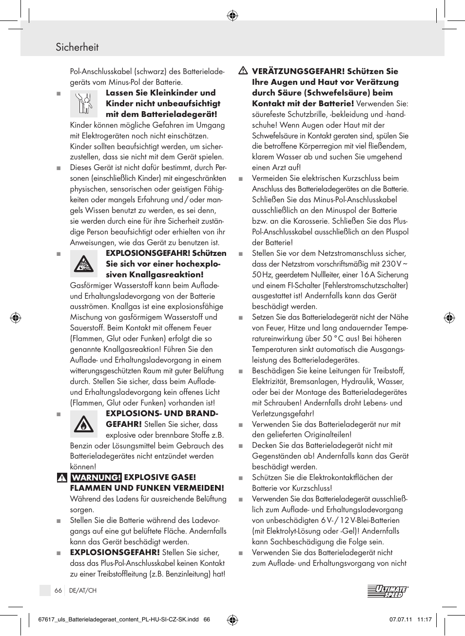 Sicherheit | Ultimate Speed ULG 3.8 A1 User Manual | Page 67 / 73