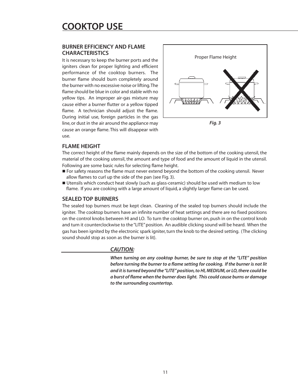 Cooktop use | DCS RGS-305 User Manual | Page 12 / 34