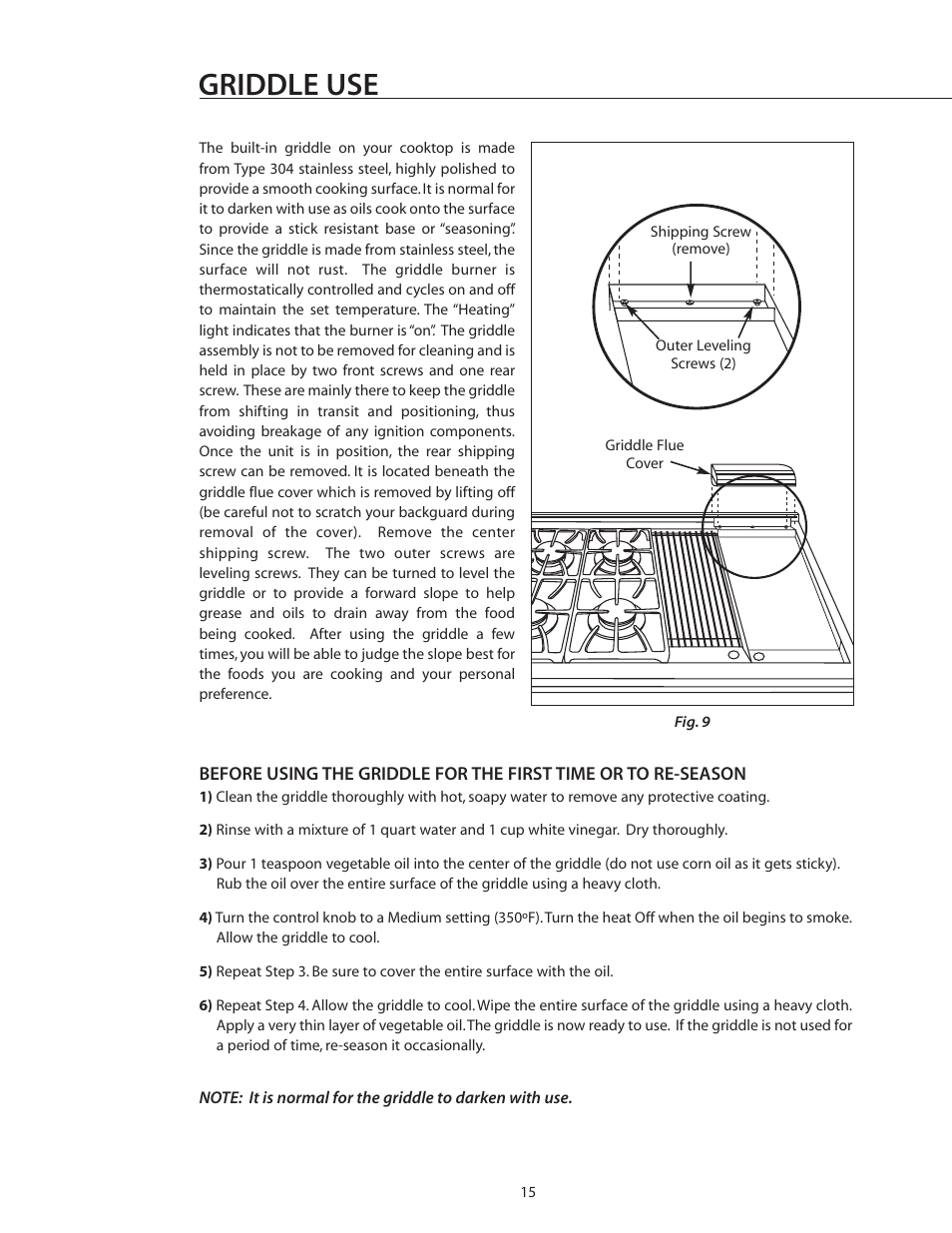 Griddle use | DCS RGS-305 User Manual | Page 16 / 34