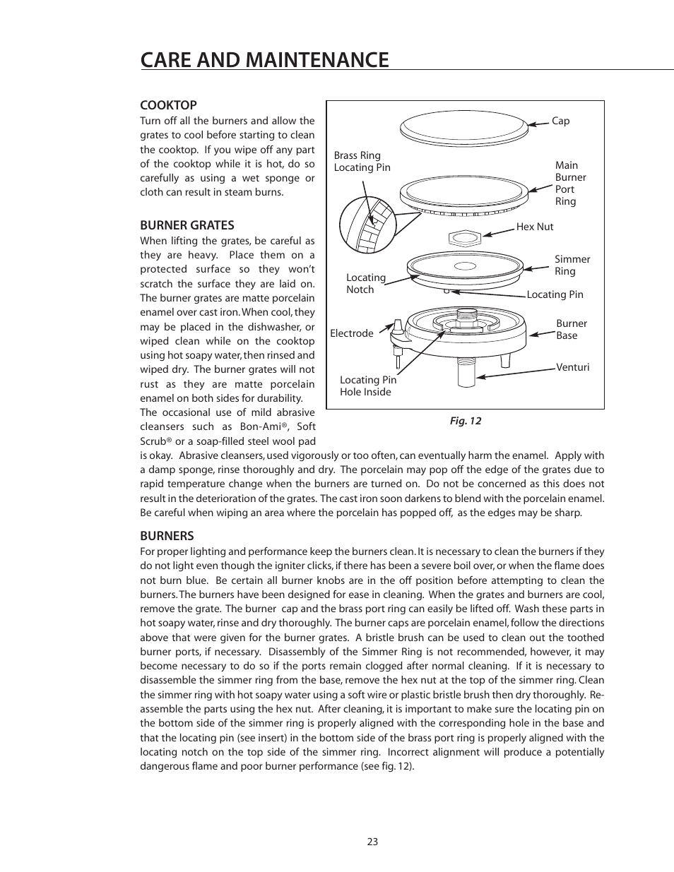 Care and maintenance | DCS RGS-305 User Manual | Page 24 / 34