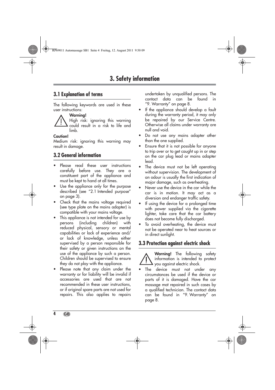 Safety information, 1 explanation of terms, 2 general information | 3 protection against electric shock | Ultimate Speed UAMM 12 A1 User Manual | Page 6 / 18