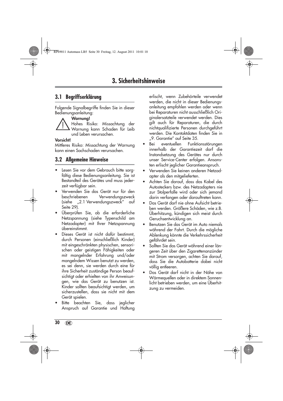 Sicherheitshinweise, 1 begriffserklärung, 2 allgemeine hinweise | Ultimate Speed UAMM 12 A1 User Manual | Page 32 / 38