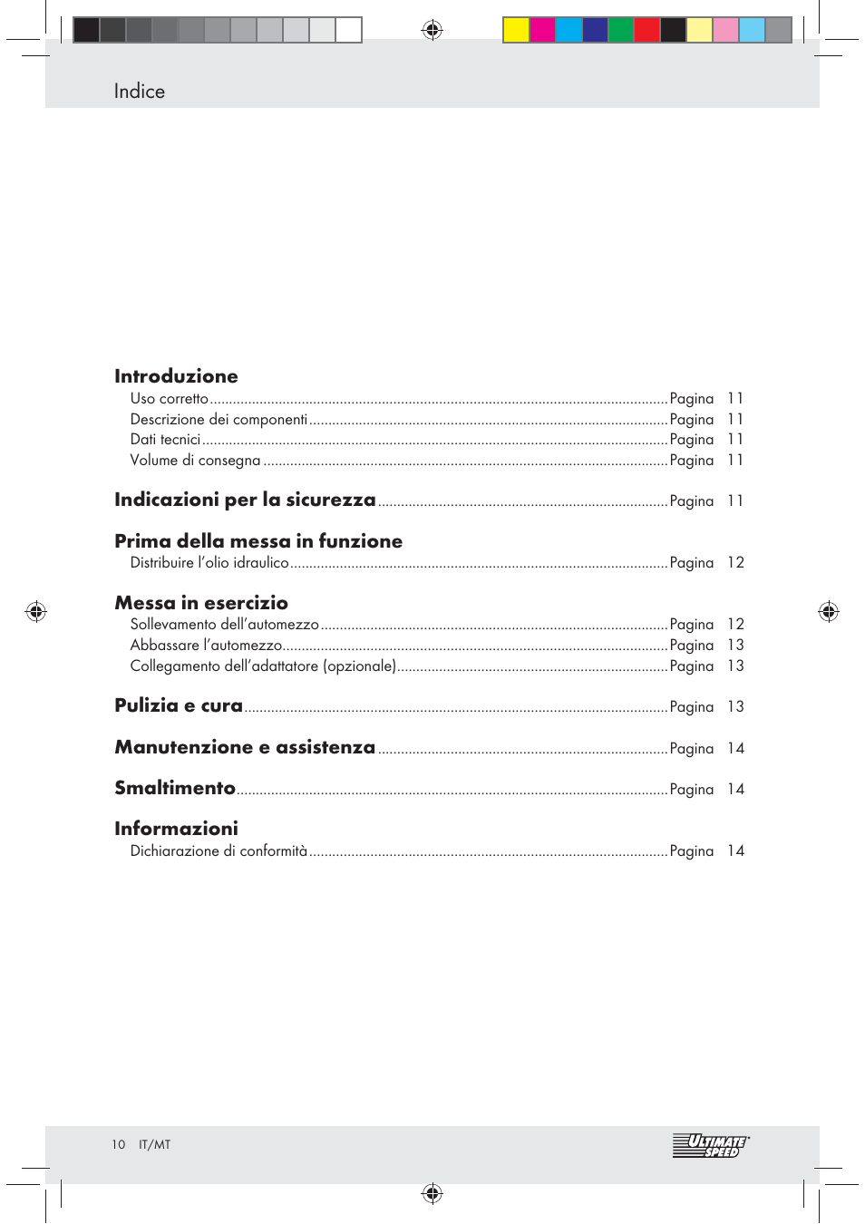 Indice | Ultimate Speed Z31071 User Manual | Page 10 / 30