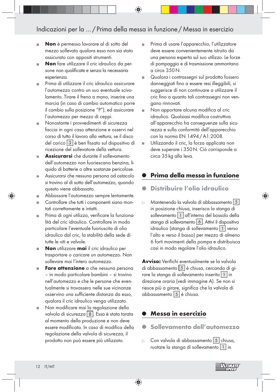 Messa in esercizio sollevamento dell’automezzo | Ultimate Speed Z31071 User Manual | Page 12 / 30
