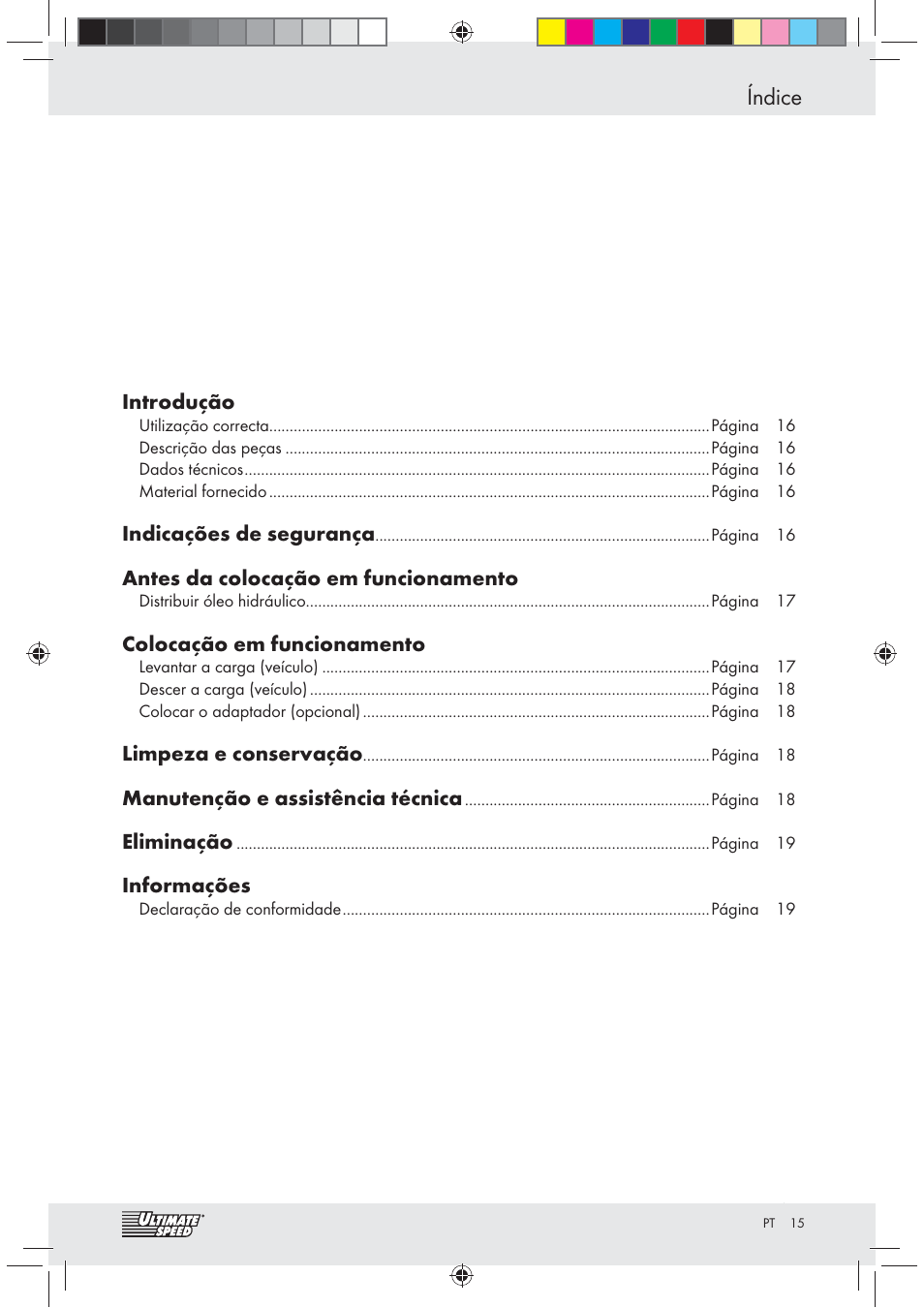 Índice | Ultimate Speed Z31071 User Manual | Page 15 / 30