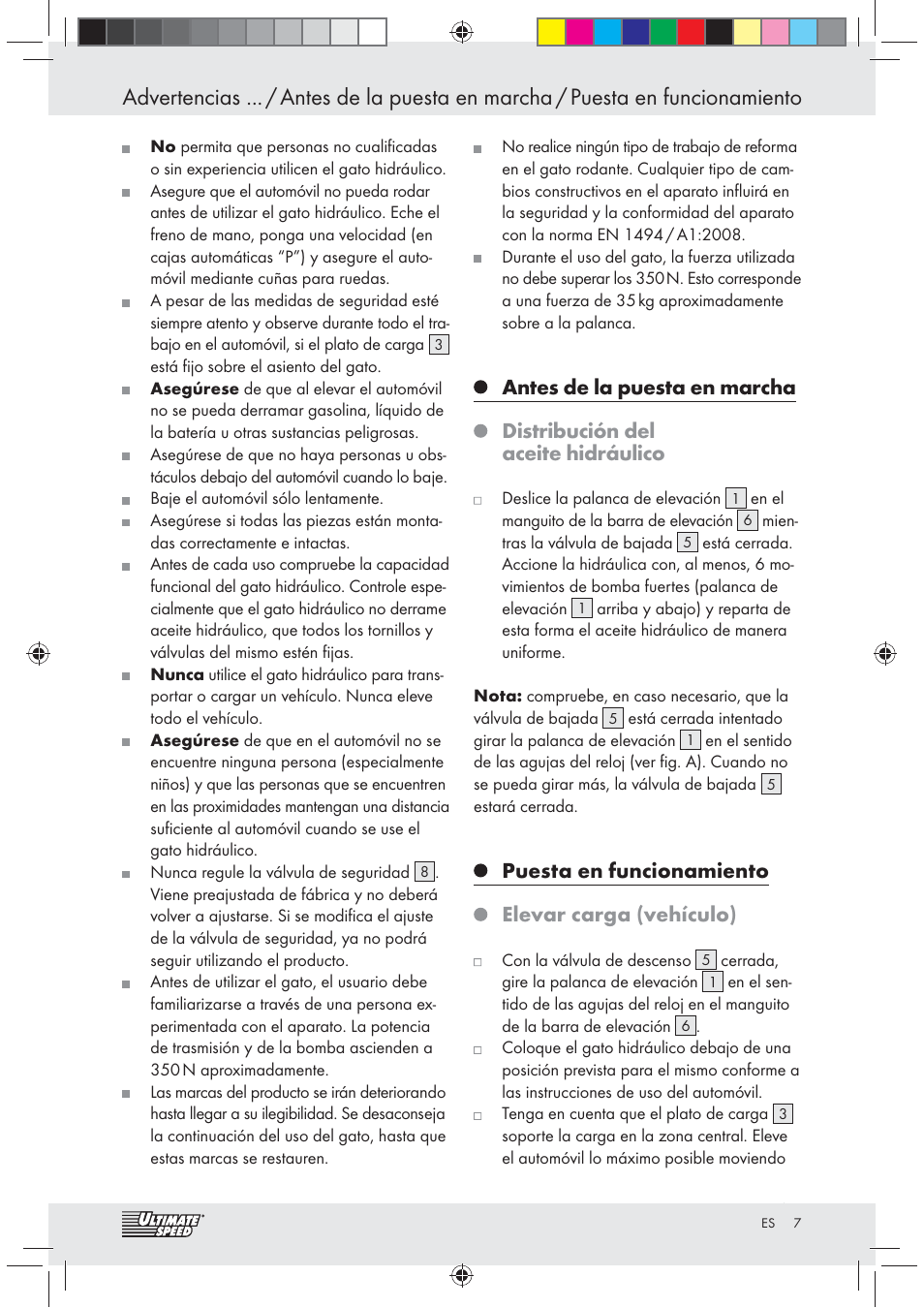 Puesta en funcionamiento elevar carga (vehículo) | Ultimate Speed Z31071 User Manual | Page 7 / 30