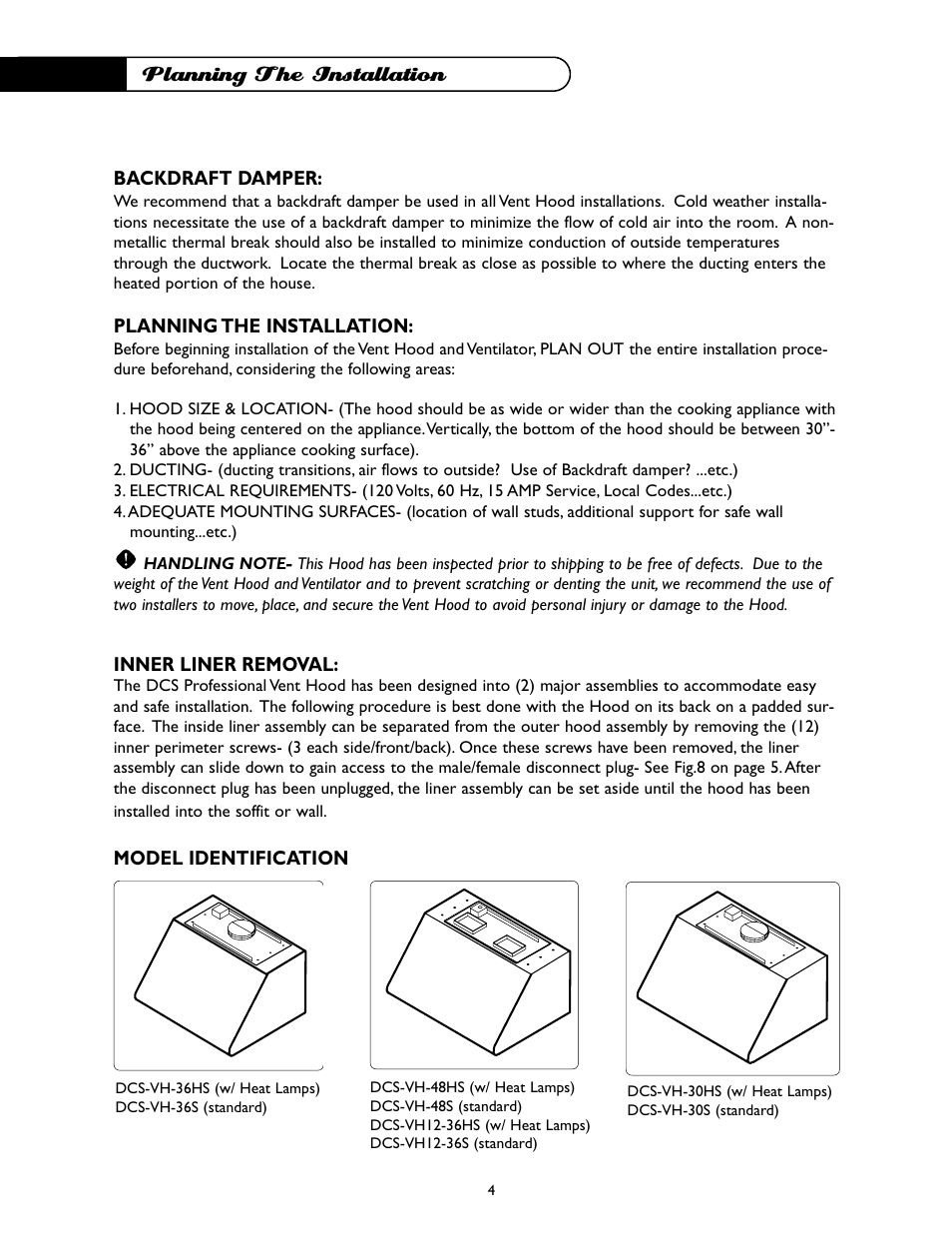 Planning the installation | DCS -VH-36HS User Manual | Page 5 / 18