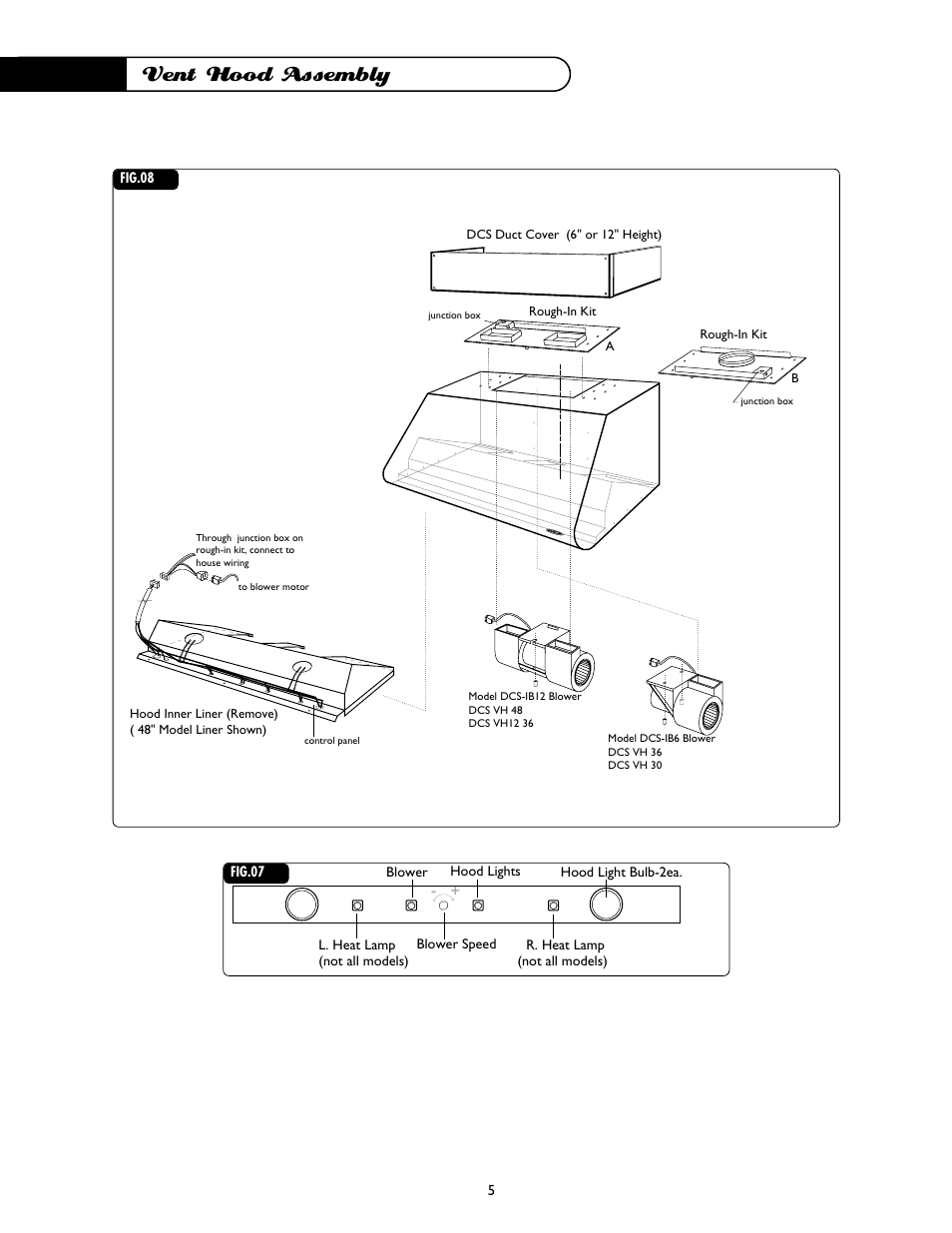 Vent hood assembly | DCS -VH-36HS User Manual | Page 6 / 18