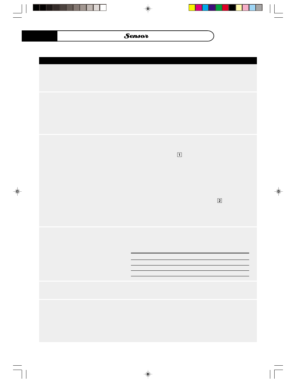 Sensor, Sensor chart | DCS MO24SS User Manual | Page 14 / 32