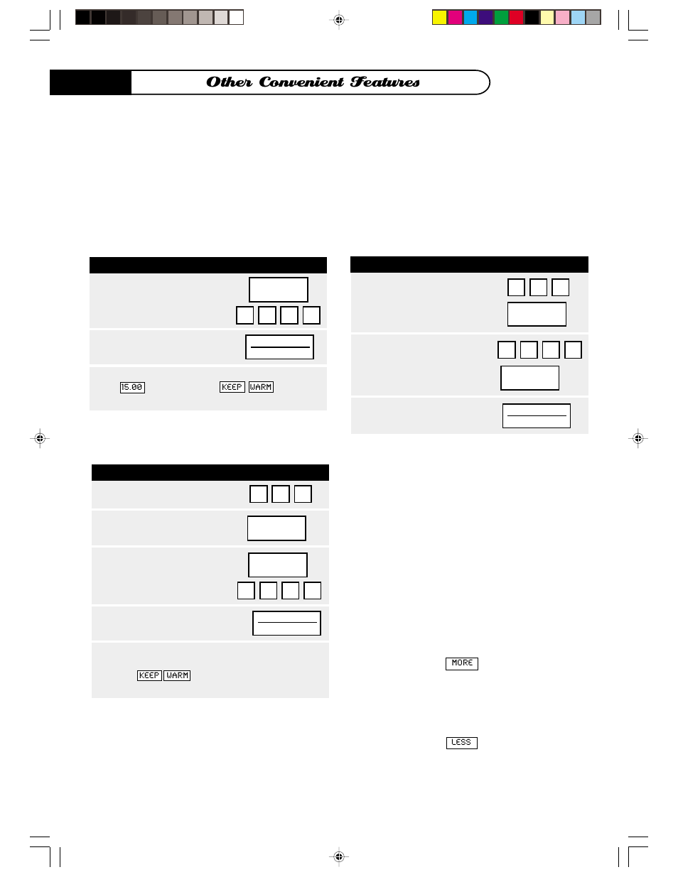 Other convenient features, Multiple sequence cooking, Keep warm | More or less time adjustment | DCS MO24SS User Manual | Page 25 / 32