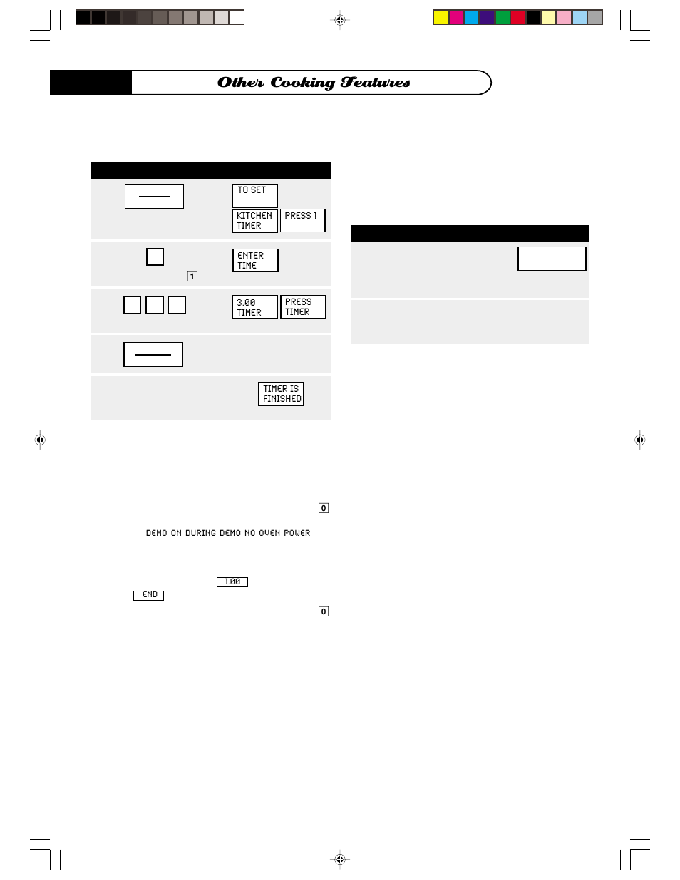 Other cooking features, Help, Demonstration mode | Touch start, Timer/clock | DCS MO24SS User Manual | Page 27 / 32