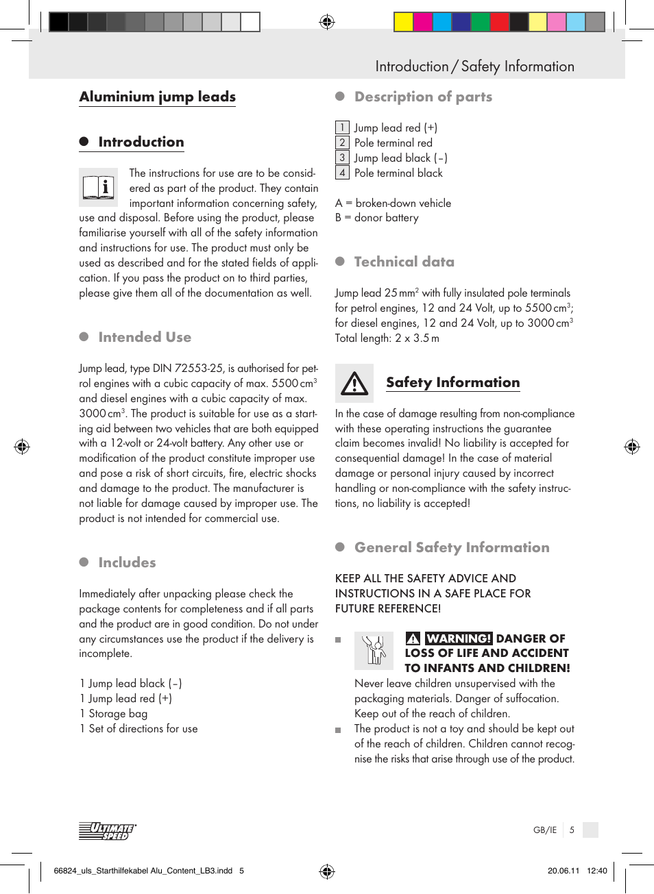 Ultimate Speed ALUMINIUM JUMP LEADS – 25mm User Manual | 16 pages