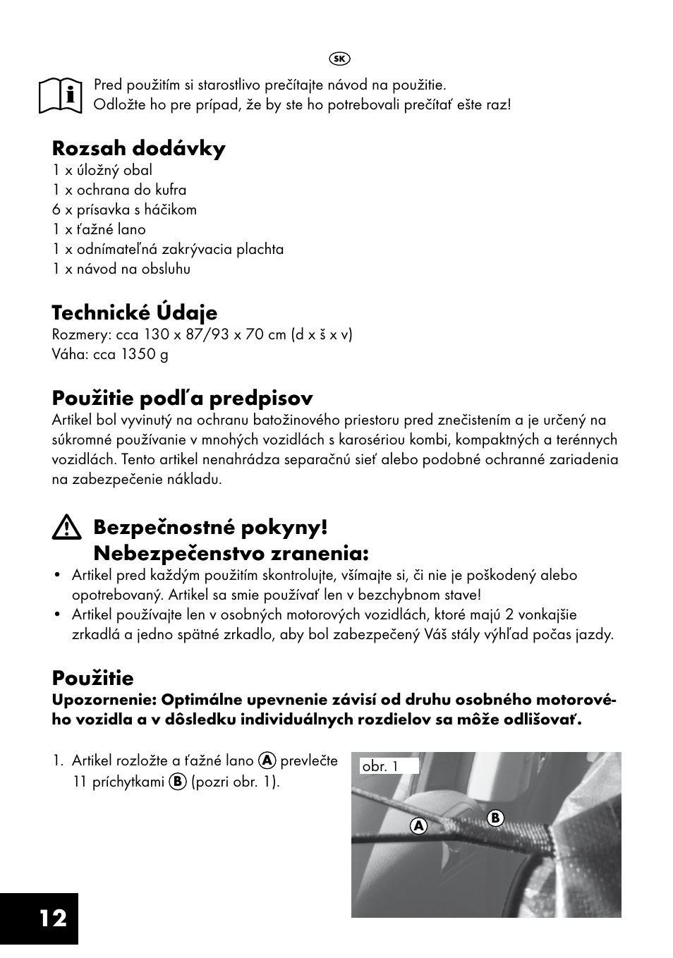 Rozsah dodávky, Technické údaje, Použitie podľa predpisov | Bezpečnostné pokyny! nebezpečenstvo zranenia, Použitie | Ultimate Speed AI-1303 User Manual | Page 12 / 16