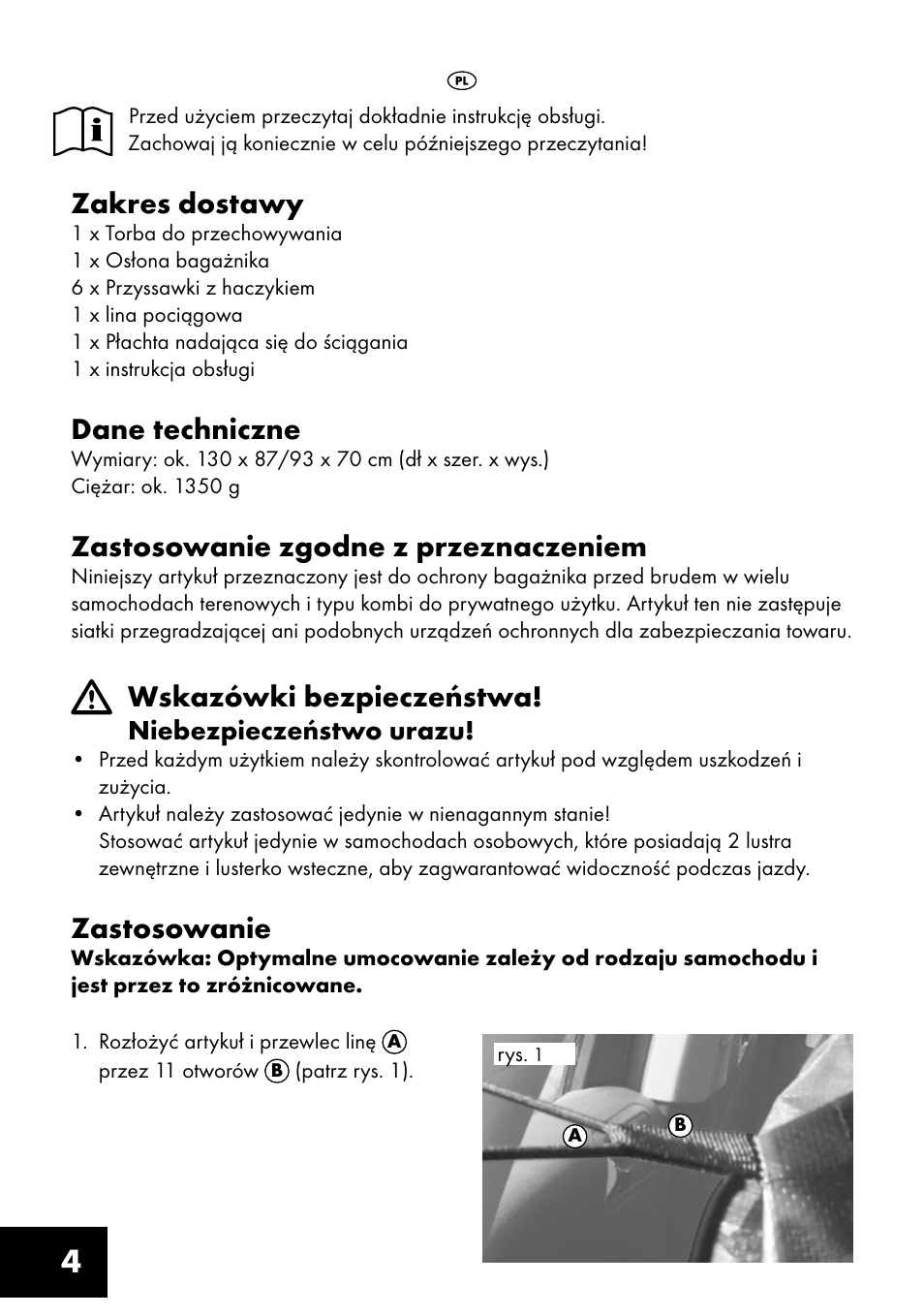 Zakres dostawy, Dane techniczne, Zastosowanie zgodne z przeznaczeniem | Wskazówki bezpieczeństwa, Zastosowanie | Ultimate Speed AI-1303 User Manual | Page 4 / 16