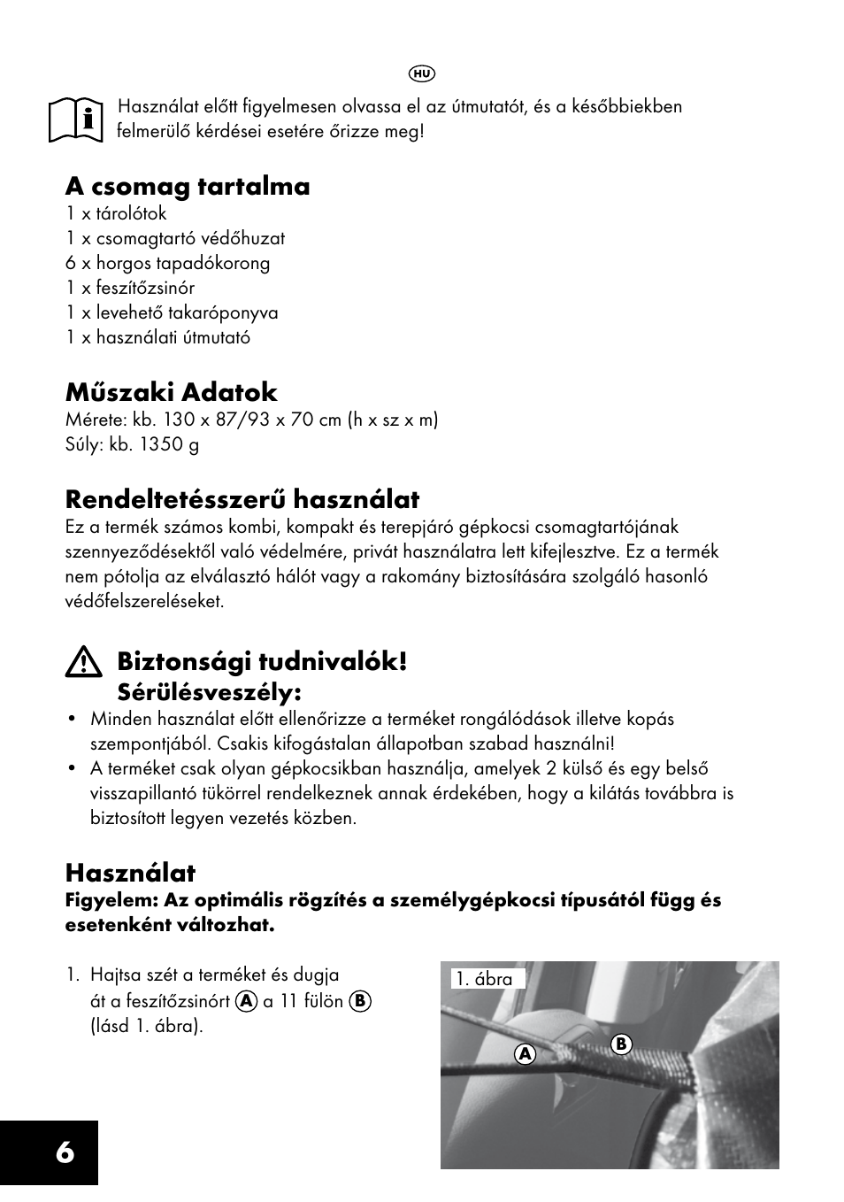 A csomag tartalma, Műszaki adatok, Rendeltetésszerű használat | Biztonsági tudnivalók, Használat | Ultimate Speed AI-1303 User Manual | Page 6 / 16