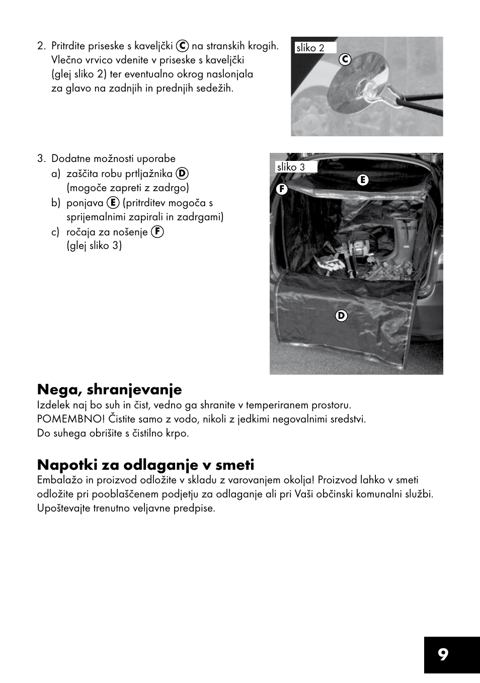 Nega, shranjevanje, Napotki za odlaganje v smeti | Ultimate Speed AI-1303 User Manual | Page 9 / 16